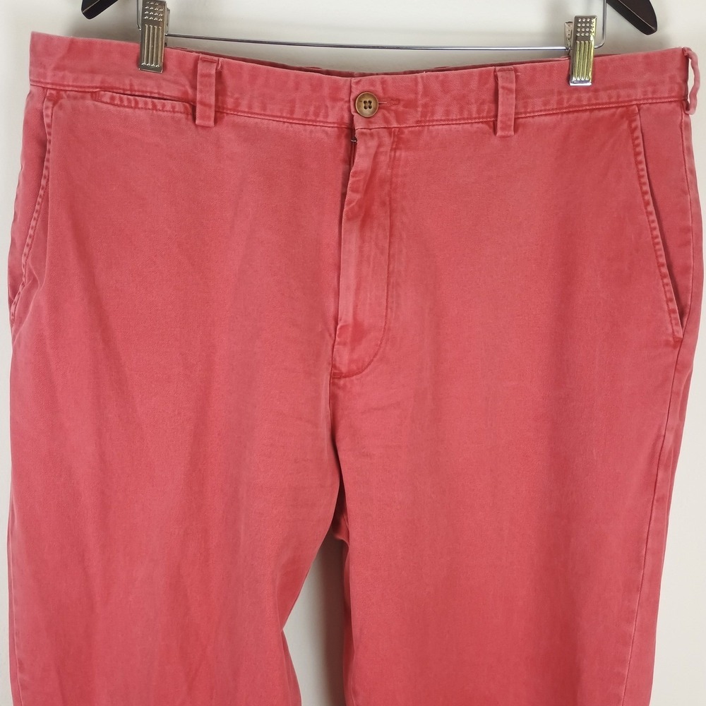 Johnston & Murphy Chino Pants Men 37X33 Salmon Pink Coral Preppy Coastal Gummie